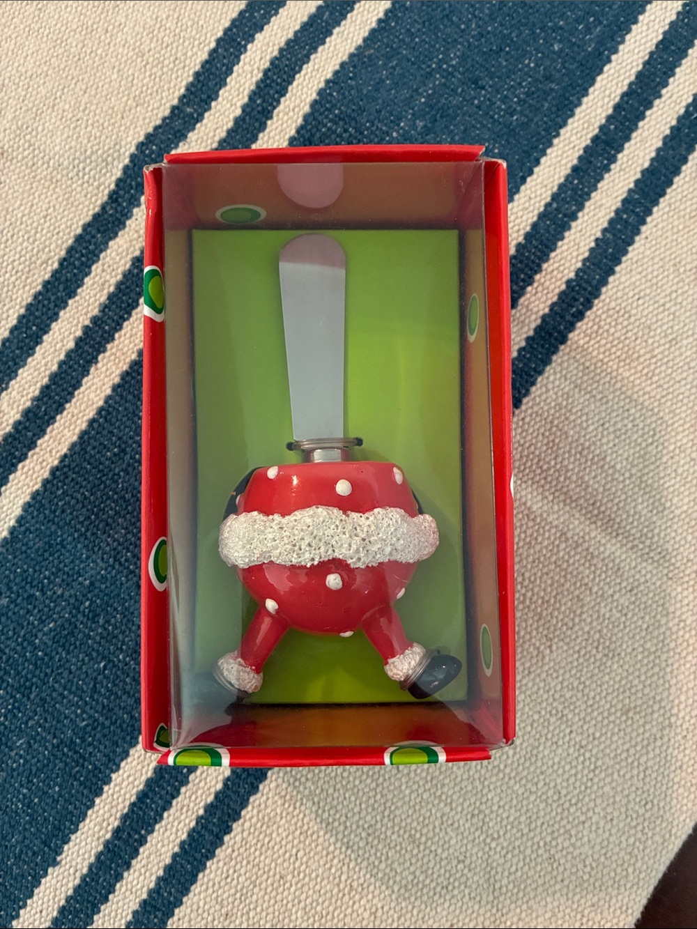 Mud Pie Red Santa Boot Spreader with White Glitter Trim